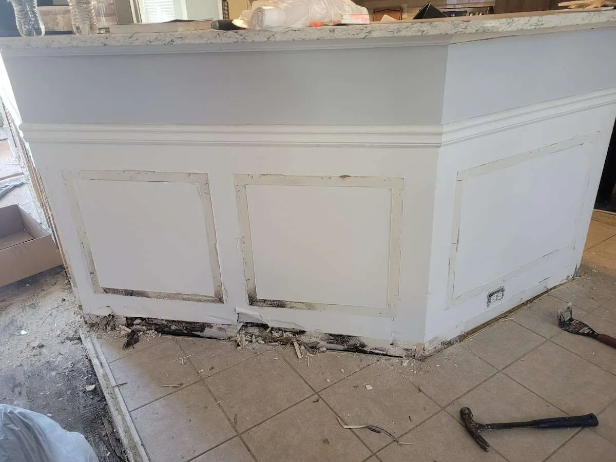 Water damage and mold on kitchen during Storm Damage Restoration in Plain City